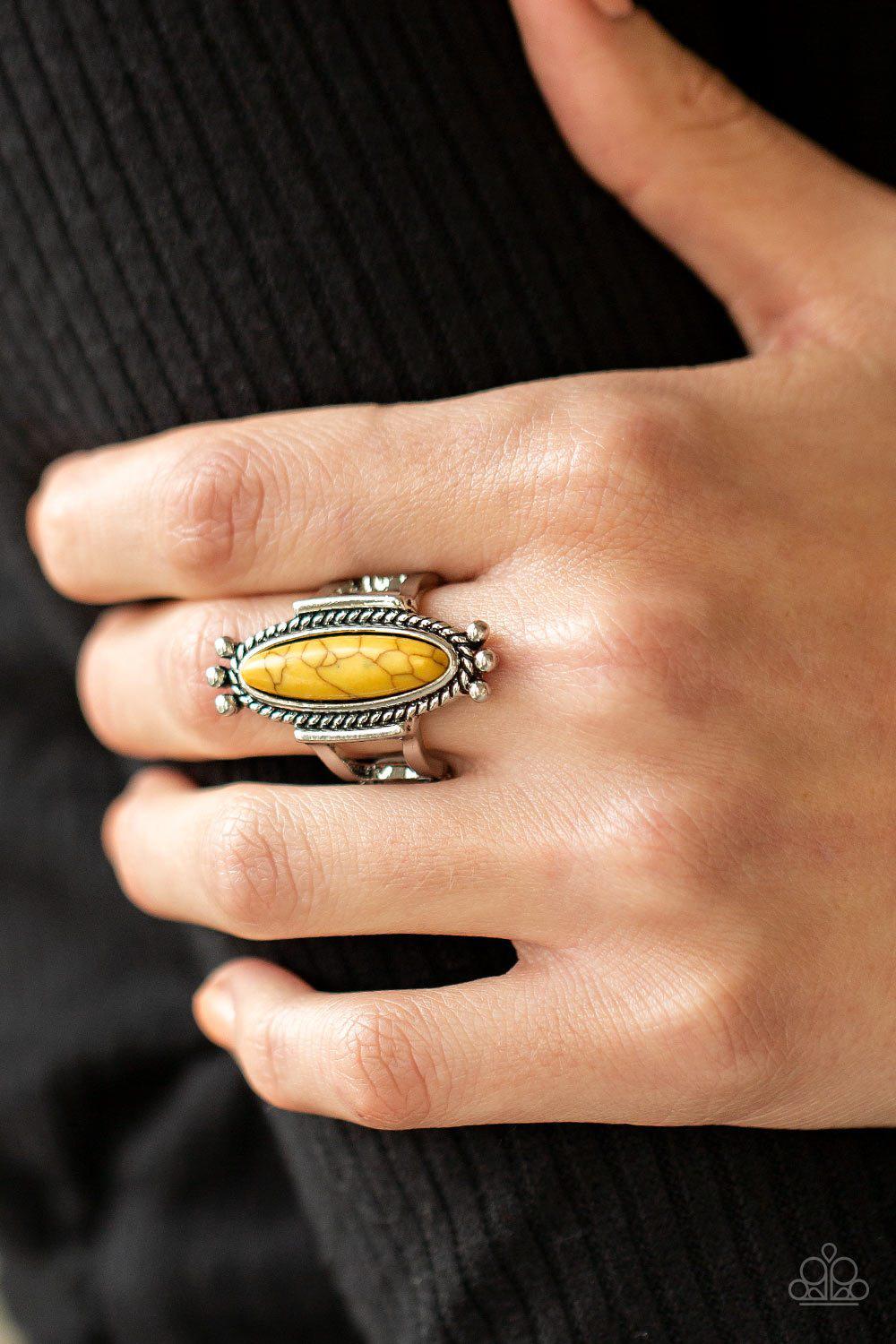 Sahara Escape Yellow Stone Ring - Paparazzi Accessories- lightbox - CarasShop.com - Paparazzi Jewelry by Cara Jewels