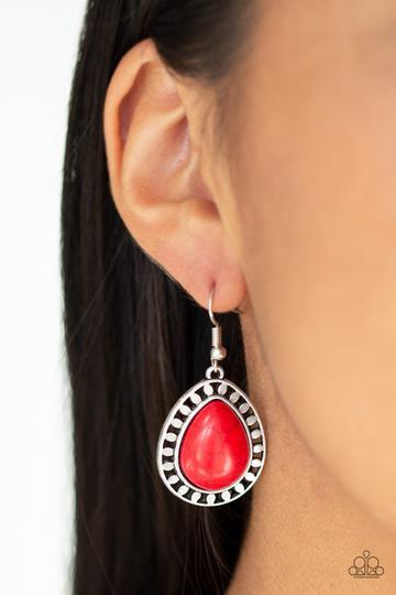 Sahara Serenity Red Stone Teardrop Earrings - Paparazzi Accessories- lightbox - CarasShop.com - Paparazzi Jewelry by Cara Jewels