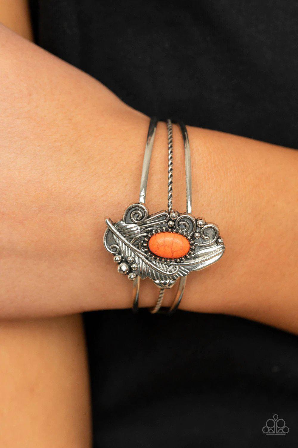 Sahara Solstice Orange Bracelet - Paparazzi Accessories- on model - CarasShop.com - Paparazzi Jewelry by Cara Jewels