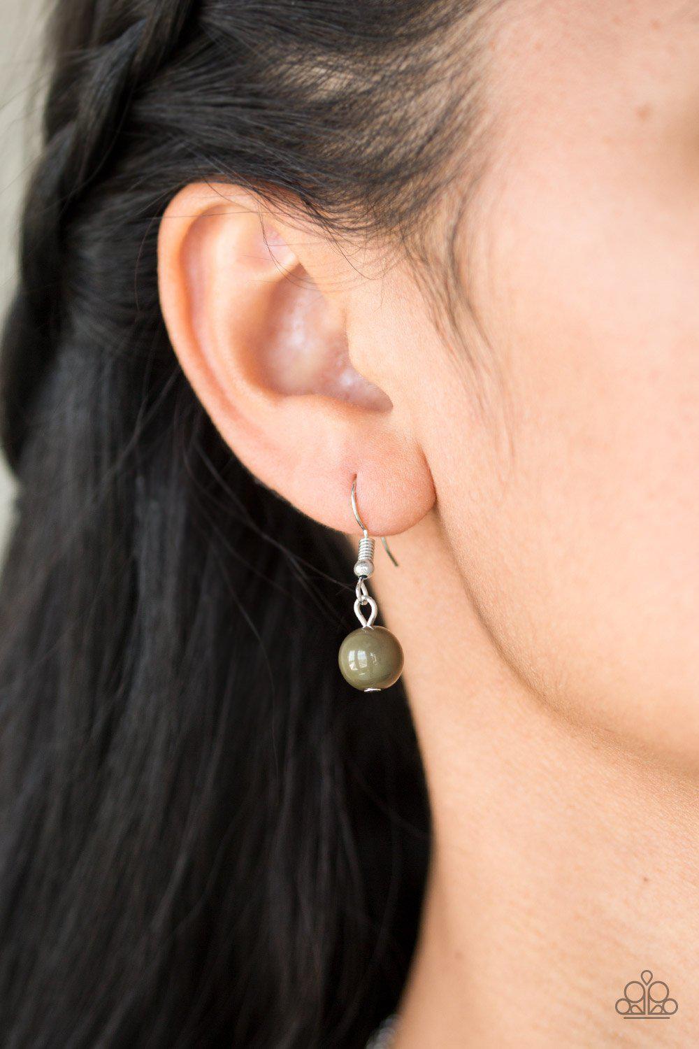 Sahara Sparrow Green and Silver Feather Necklace - Paparazzi Accessories- on model - CarasShop.com - Paparazzi Jewelry by Cara Jewels