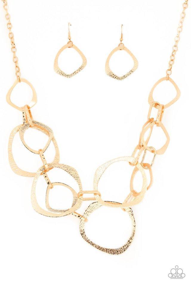 Salvage Yard Gold Necklace - Paparazzi Accessories- lightbox - CarasShop.com - Paparazzi Jewelry by Cara Jewels