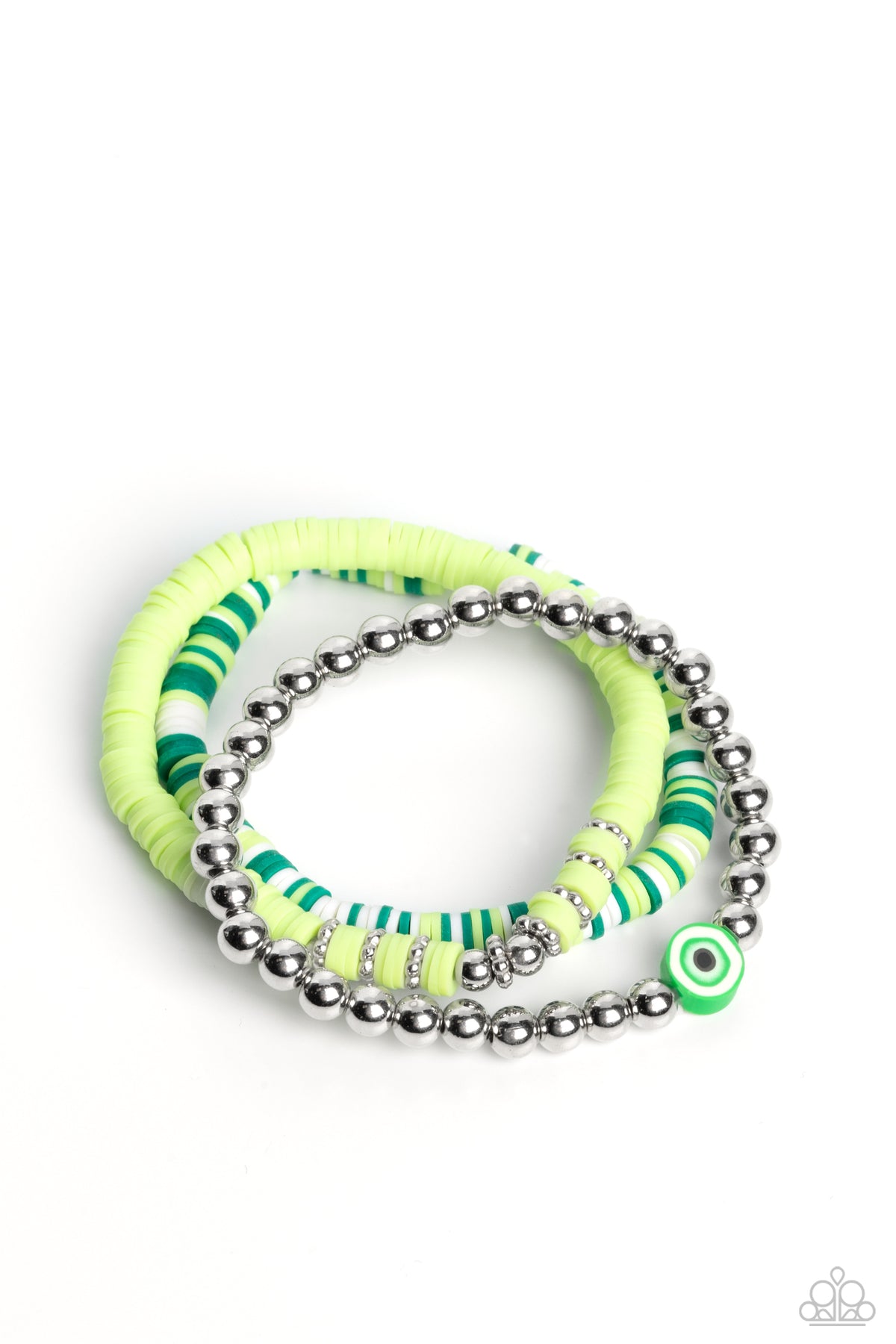 Sam EYE Am Green Bracelet Set - Paparazzi Accessories- lightbox - CarasShop.com - Paparazzi Jewelry by Cara Jewels