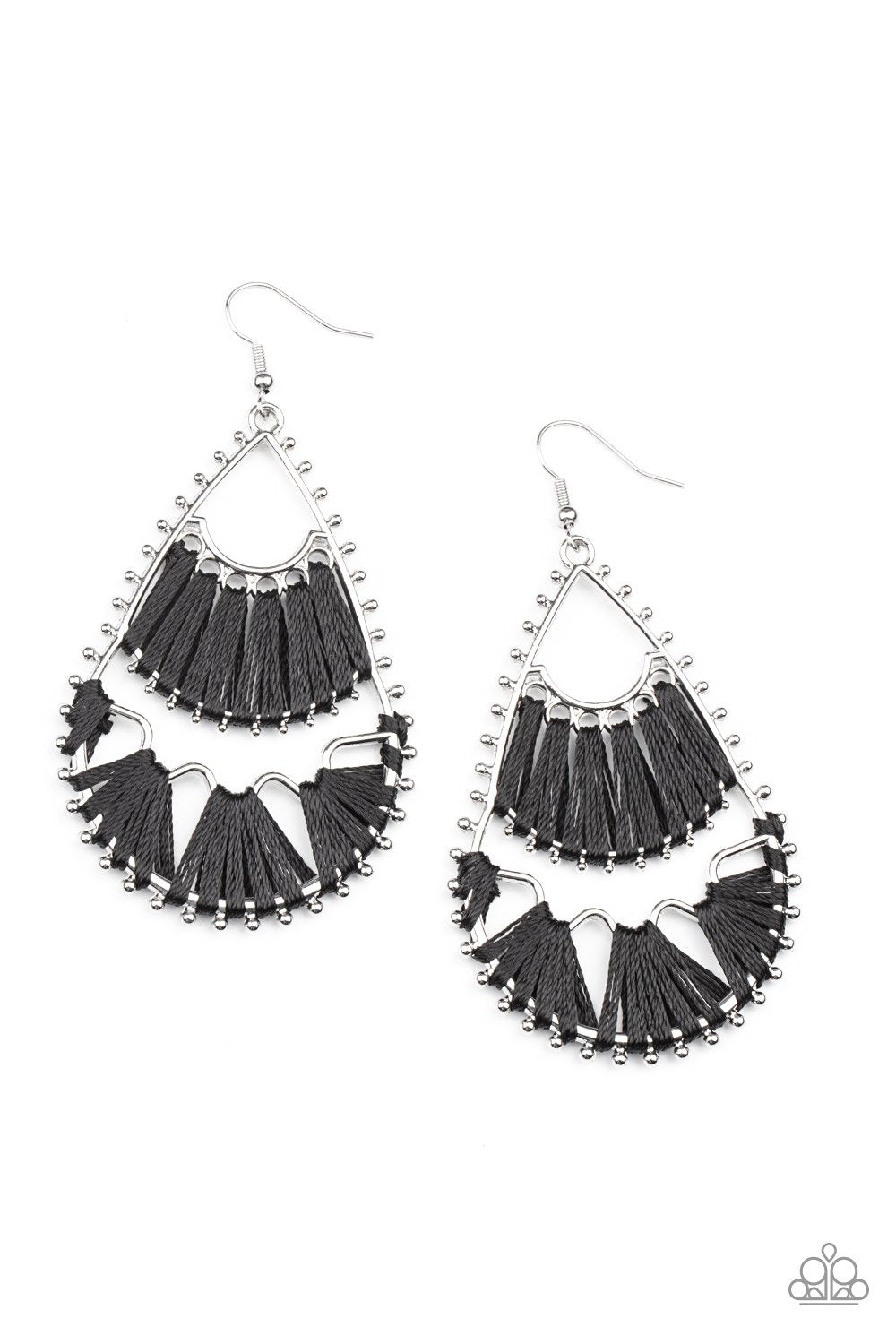 Samba Scene Black and Silver Earrings - Paparazzi Accessories- lightbox - CarasShop.com - Paparazzi Jewelry by Cara Jewels
