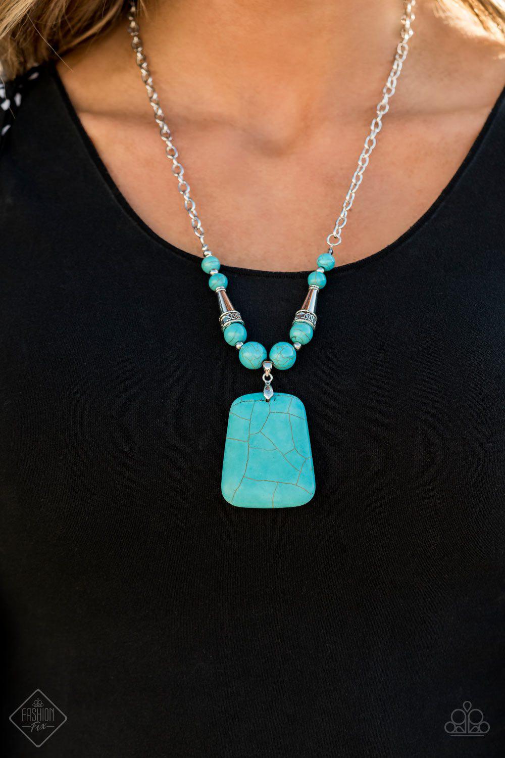Sandstone Oasis Turquoise Blue Stone Necklace - Paparazzi Accessories- lightbox - CarasShop.com - Paparazzi Jewelry by Cara Jewels