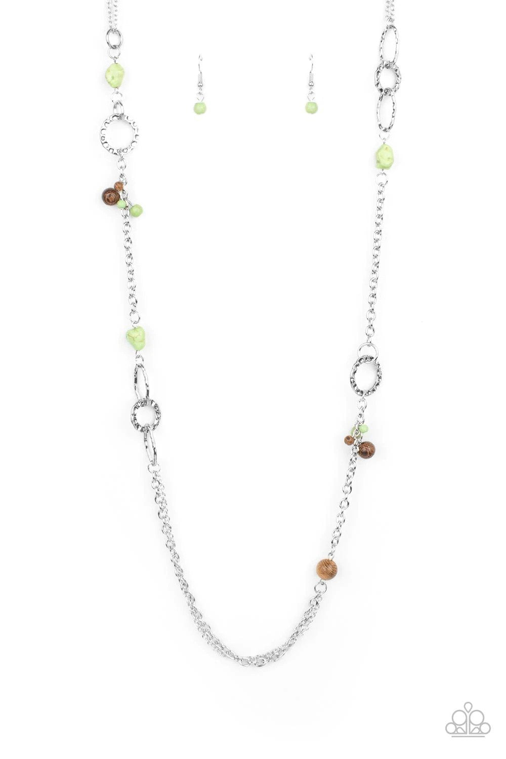 Sandstone Safari Green Stone Necklace - Paparazzi Accessories- lightbox - CarasShop.com - Paparazzi Jewelry by Cara Jewels