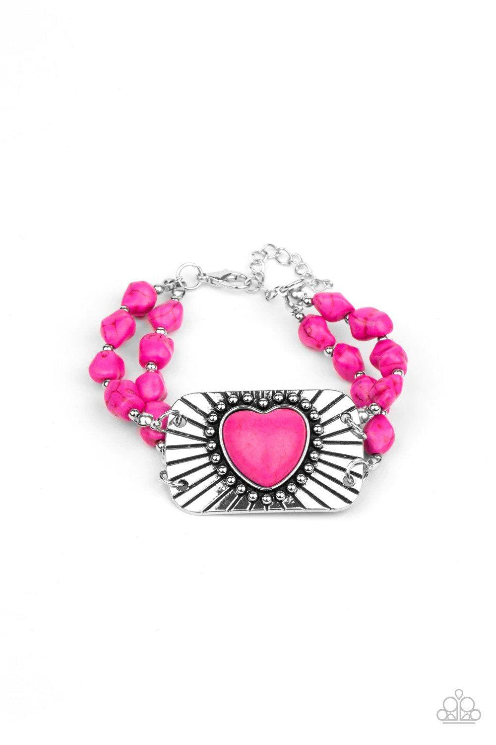 Sandstone Sweetheart Pink Bracelet - Paparazzi Accessories- lightbox - CarasShop.com - Paparazzi Jewelry by Cara Jewels