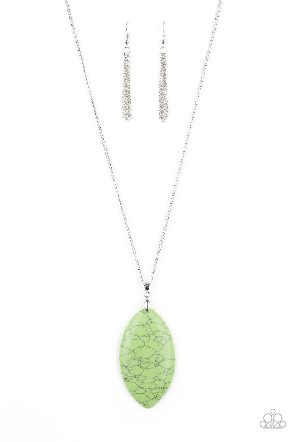 Santa Fe Simplicity Green Stone Pendant Necklace - Paparazzi Accessories- lightbox - CarasShop.com - Paparazzi Jewelry by Cara Jewels