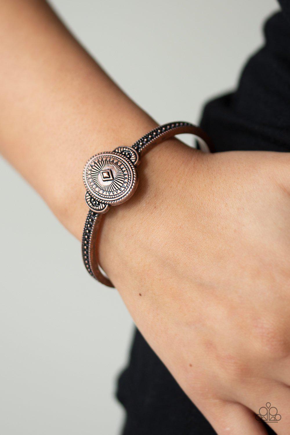 Savannah Sunset Copper Cuff Bracelet - Paparazzi Accessories- lightbox - CarasShop.com - Paparazzi Jewelry by Cara Jewels