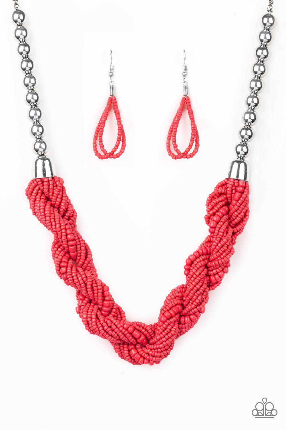 Savannah Surfin' Coral Seed Bead Necklace - Paparazzi Accessories- lightbox - CarasShop.com - Paparazzi Jewelry by Cara Jewels