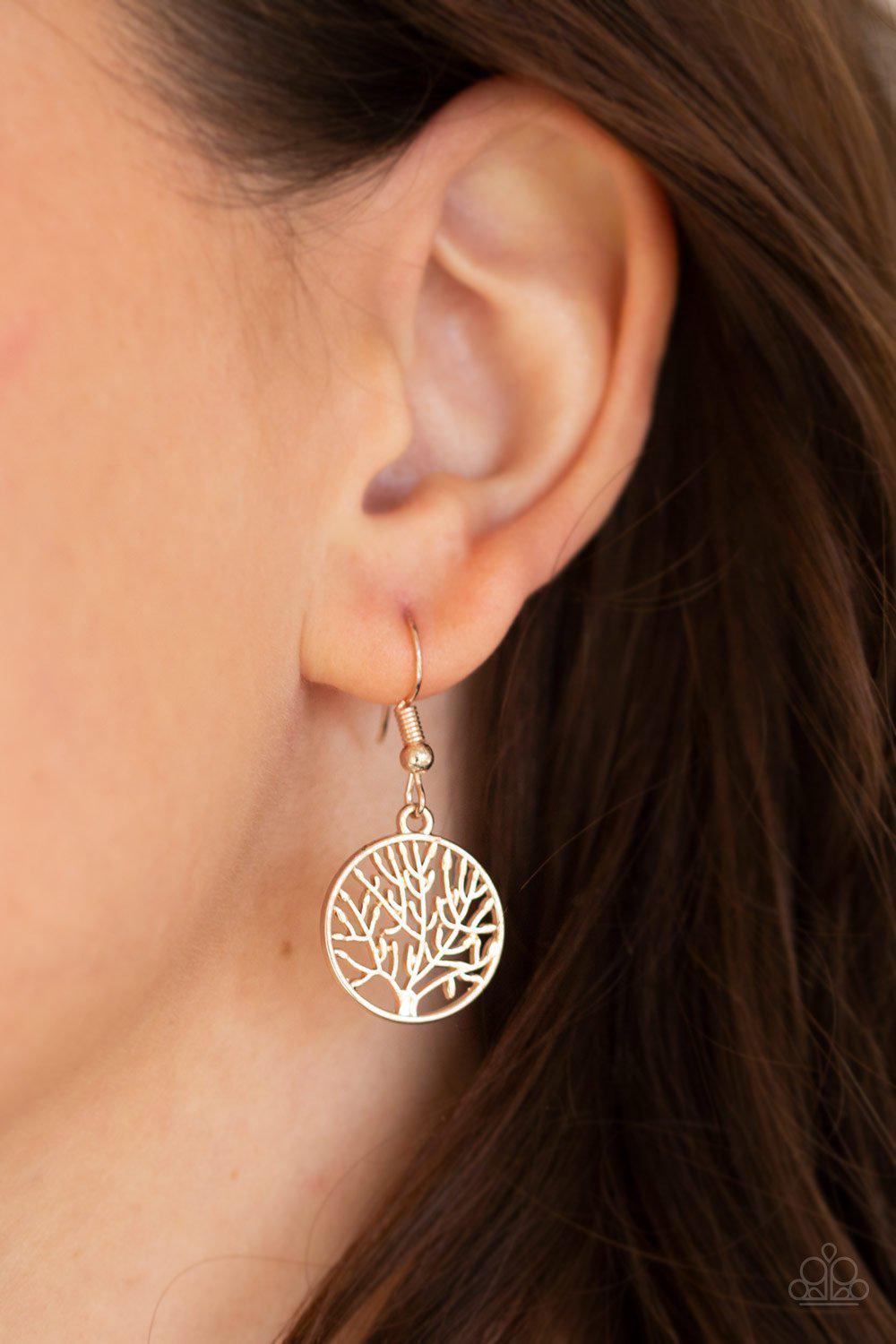Save The Trees Rose Gold Necklace - Paparazzi Accessories - free matching earrings -CarasShop.com - Paparazzi Jewelry by Cara Jewels