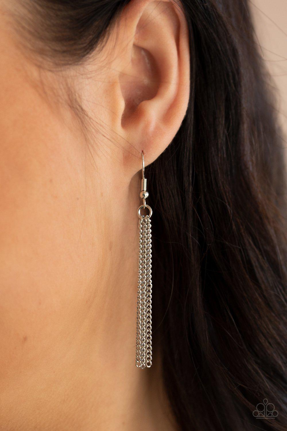 Save Your TIERS Silver Chain Layered Necklace - Paparazzi Accessories - free matching earrings -CarasShop.com - Paparazzi Jewelry by Cara Jewels