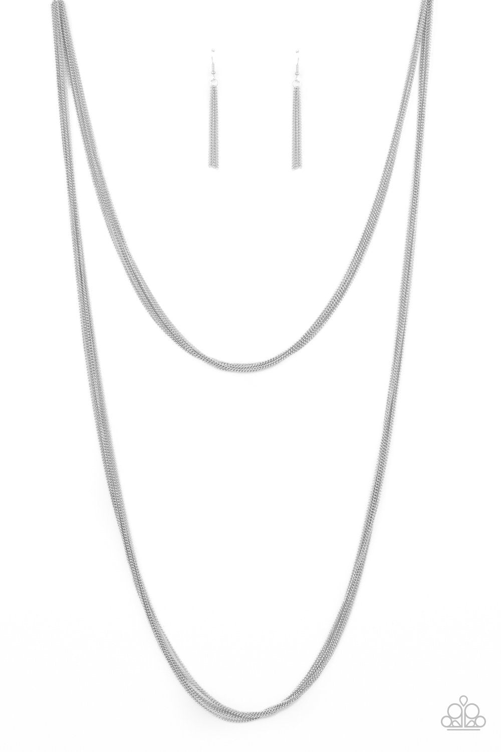 Save Your TIERS Silver Chain Layered Necklace - Paparazzi Accessories- lightbox - CarasShop.com - Paparazzi Jewelry by Cara Jewels