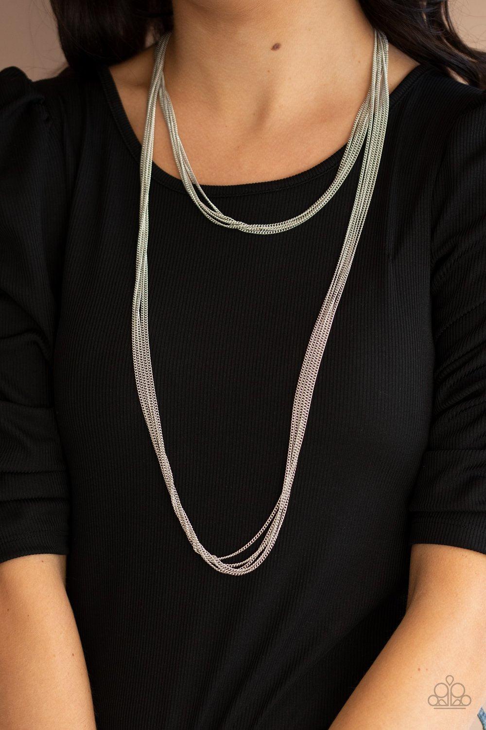 Save Your TIERS Silver Chain Layered Necklace - Paparazzi Accessories- lightbox - CarasShop.com - Paparazzi Jewelry by Cara Jewels