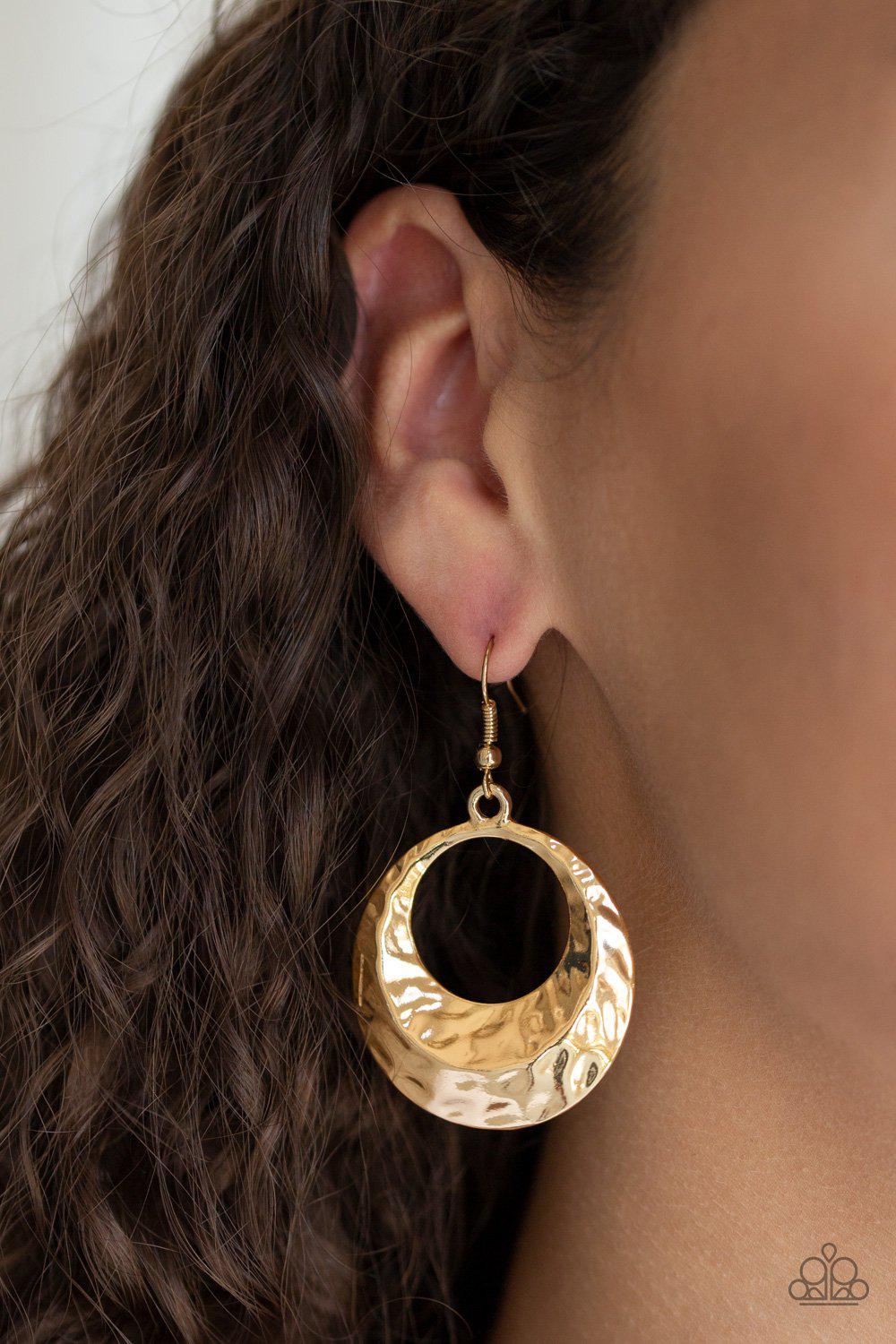 Savory Shimmer Gold Earrings - Paparazzi Accessories- lightbox - CarasShop.com - Paparazzi Jewelry by Cara Jewels
