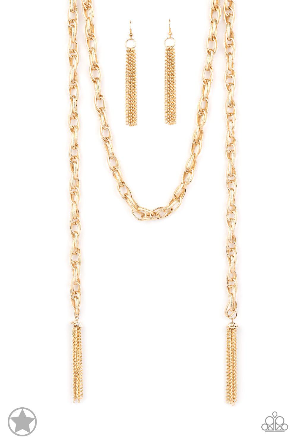 Scarfed for Attention Gold Chain Necklace - Paparazzi Accessories- lightbox - CarasShop.com - Paparazzi Jewelry by Cara Jewels