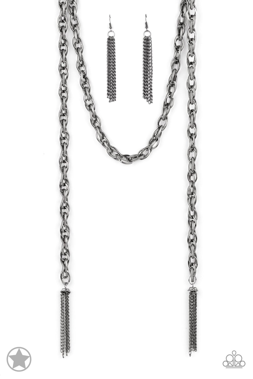 Scarfed for Attention Gunmetal Chain Necklace - Paparazzi Accessories- lightbox - CarasShop.com - Paparazzi Jewelry by Cara Jewels