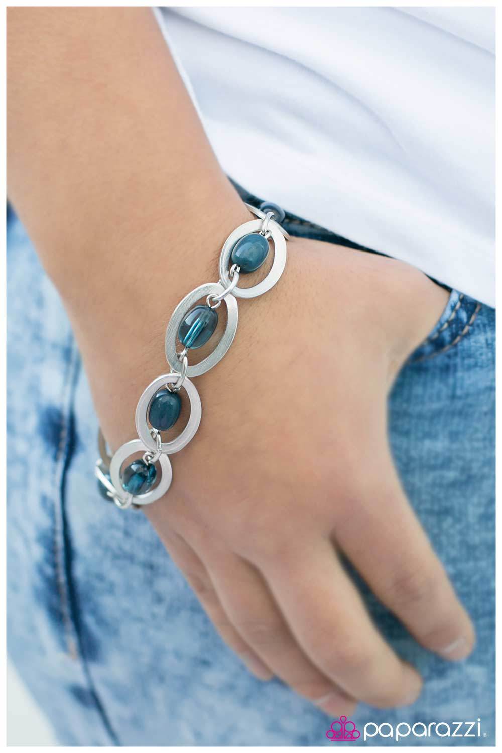 Sci-Fi Queen Silver and Blue Bracelet - Paparazzi Accessories- lightbox - CarasShop.com - Paparazzi Jewelry by Cara Jewels