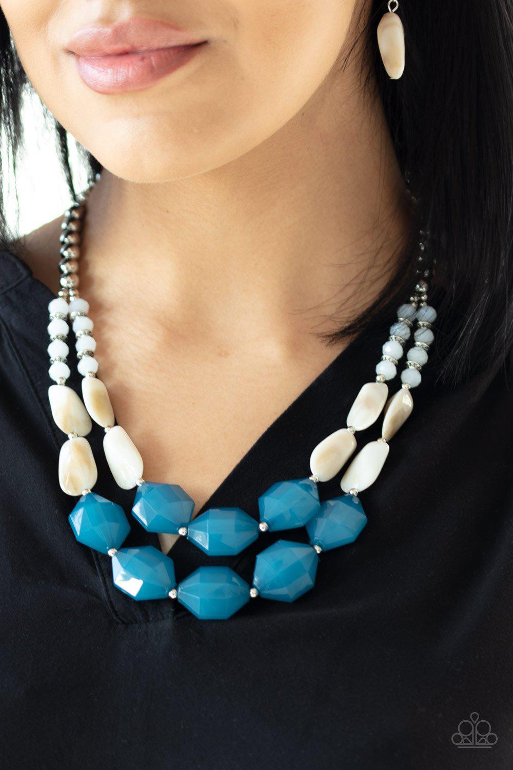 Seacoast Sunset Blue and White Necklace - Paparazzi Accessories- lightbox - CarasShop.com - Paparazzi Jewelry by Cara Jewels