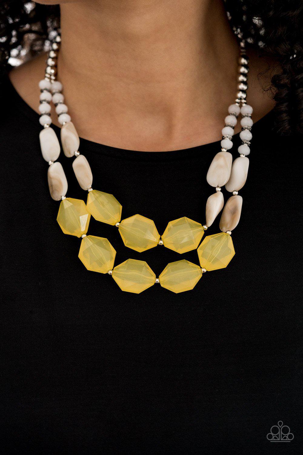 Seacoast Sunset Yellow Necklace - Paparazzi Accessories- lightbox - CarasShop.com - Paparazzi Jewelry by Cara Jewels