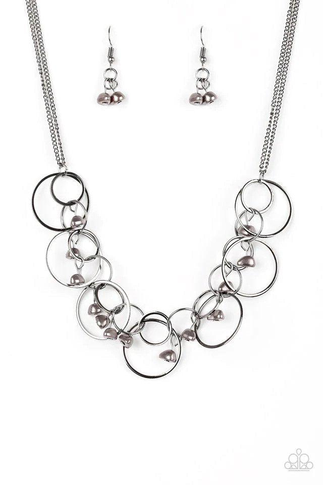 Seafront Scene Gunmetal Black Necklace - Paparazzi Accessories- lightbox - CarasShop.com - Paparazzi Jewelry by Cara Jewels