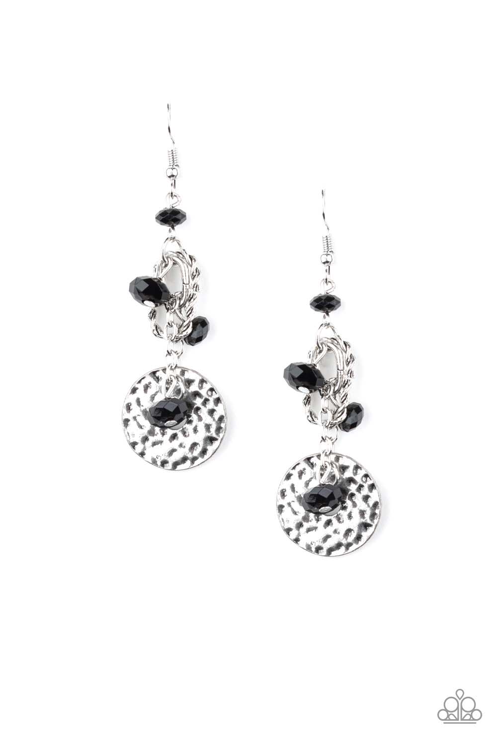 Seaside Catch Black and Silver Earrings - Paparazzi Accessories- lightbox - CarasShop.com - Paparazzi Jewelry by Cara Jewels
