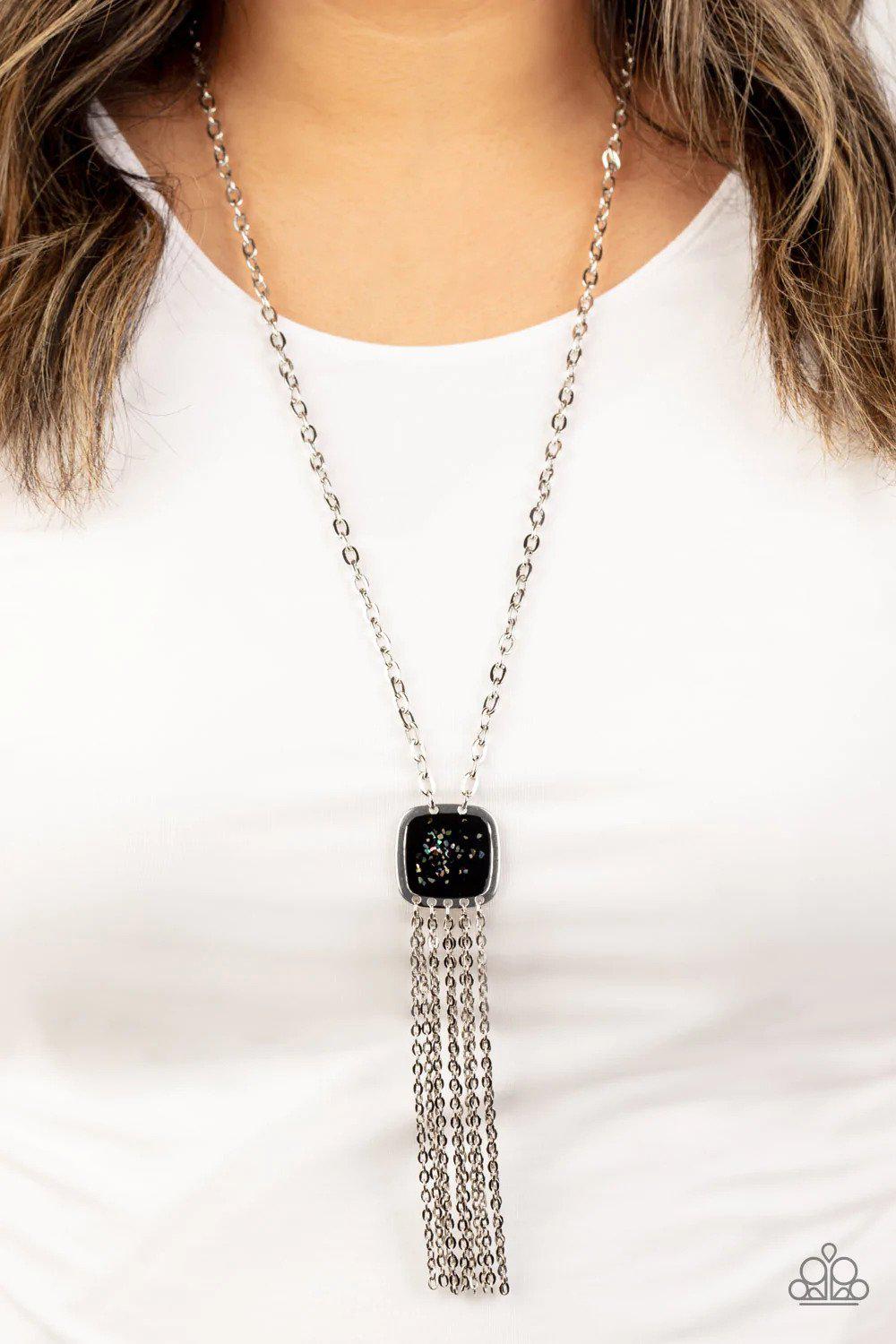 Seaside Season Black Necklace - Paparazzi Accessories- on model - CarasShop.com - Paparazzi Jewelry by Cara Jewels