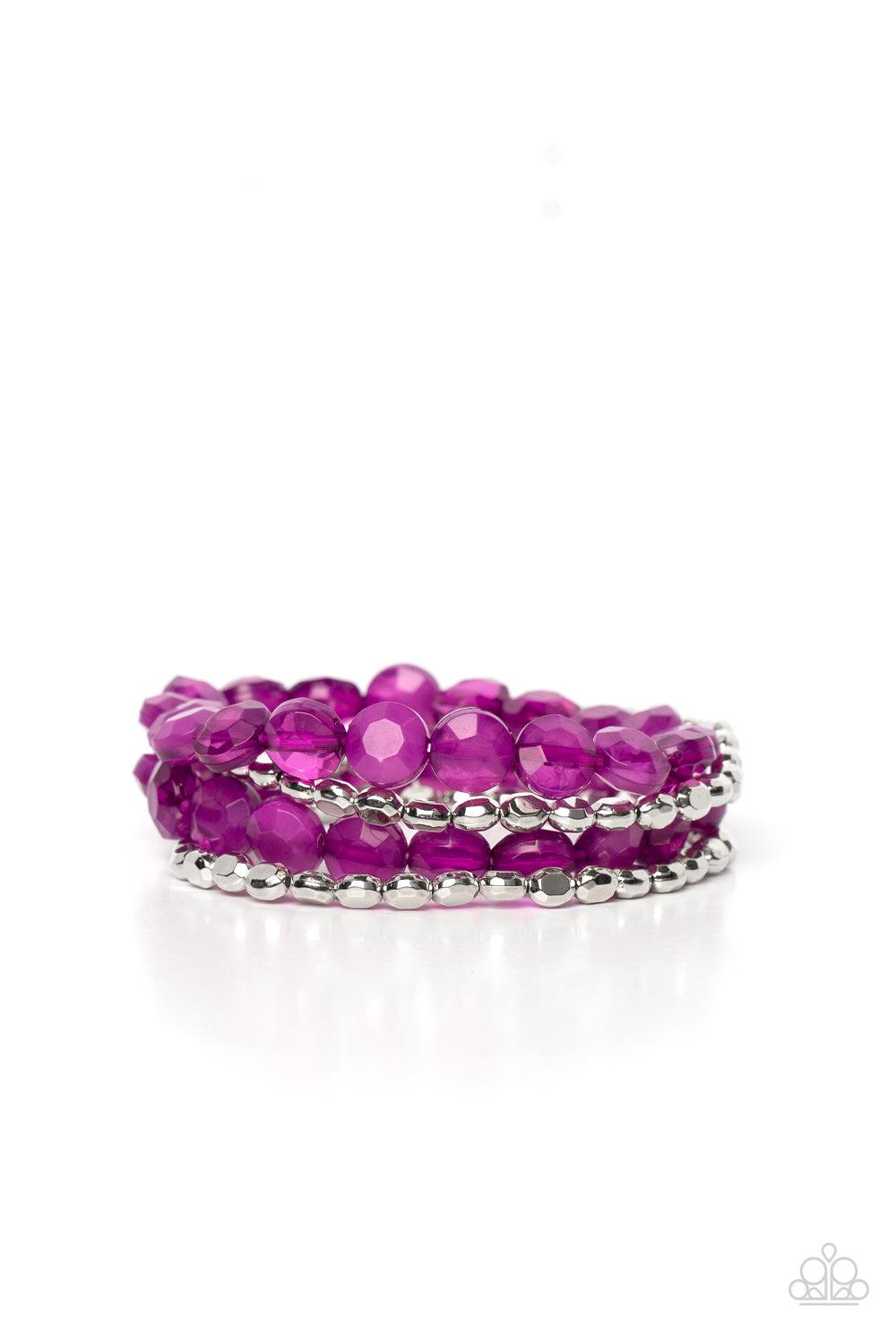 Seaside Siesta Purple Bracelet - Paparazzi Accessories- lightbox - CarasShop.com - Paparazzi Jewelry by Cara Jewels