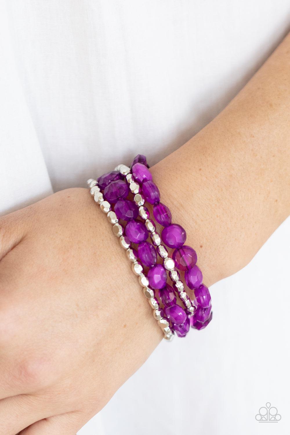 Seaside Siesta Purple Bracelet - Paparazzi Accessories- lightbox - CarasShop.com - Paparazzi Jewelry by Cara Jewels