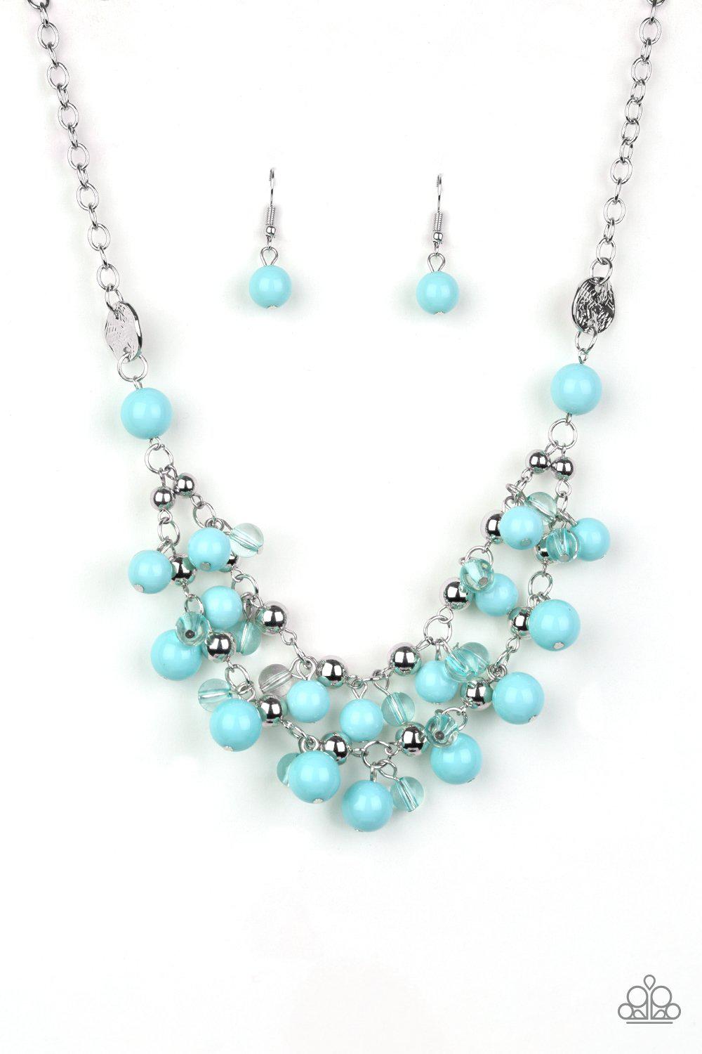 Seaside Soiree Blue Necklace - Paparazzi Accessories - free matching earrings -CarasShop.com - Paparazzi Jewelry by Cara Jewels