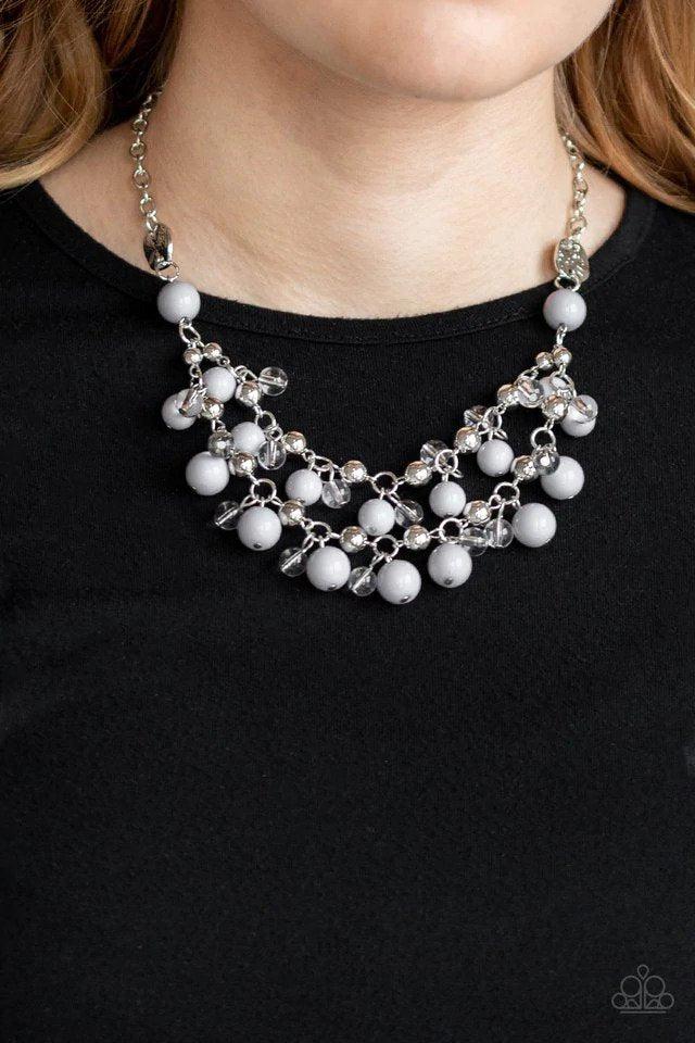 Seaside Soiree Silver Necklace - Paparazzi Accessories- on model - CarasShop.com - Paparazzi Jewelry by Cara Jewels