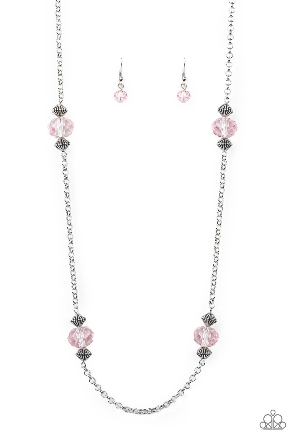 Season of Sparkle Pink and Silver Necklace - Paparazzi Accessories- lightbox - CarasShop.com - Paparazzi Jewelry by Cara Jewels