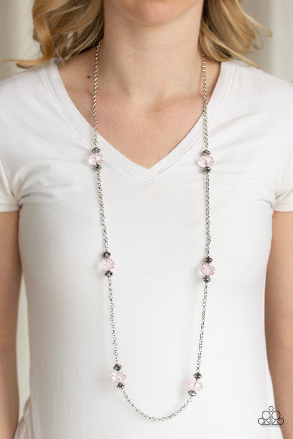 Season of Sparkle Pink and Silver Necklace - Paparazzi Accessories- lightbox - CarasShop.com - Paparazzi Jewelry by Cara Jewels