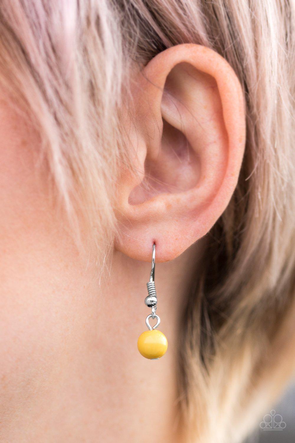 Season To Cherish Silver and Yellow Necklace - Paparazzi Accessories - free matching earrings -CarasShop.com - Paparazzi Jewelry by Cara Jewels