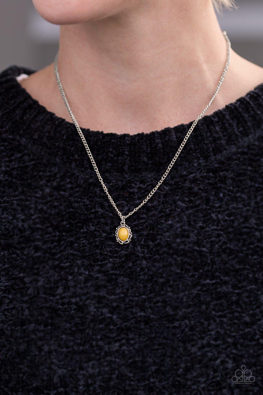 Season To Cherish Silver and Yellow Necklace - Paparazzi Accessories- lightbox - CarasShop.com - Paparazzi Jewelry by Cara Jewels