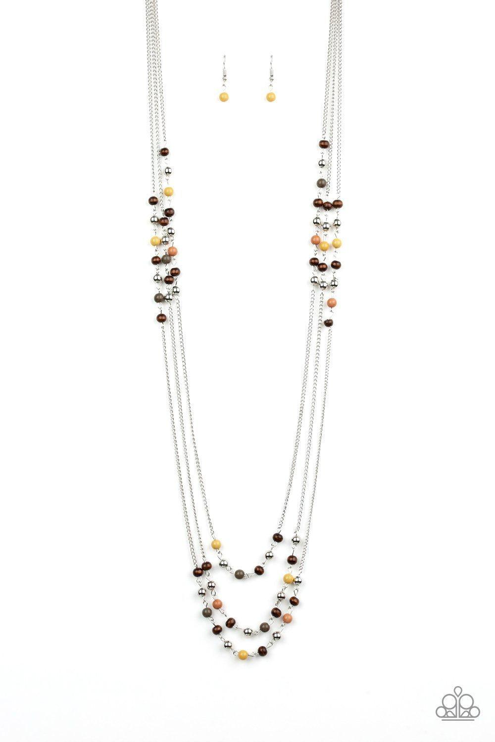 Seasonal Sensation Multi Gold, Moss and Brown Necklace - Paparazzi Accessories- lightbox - CarasShop.com - Paparazzi Jewelry by Cara Jewels
