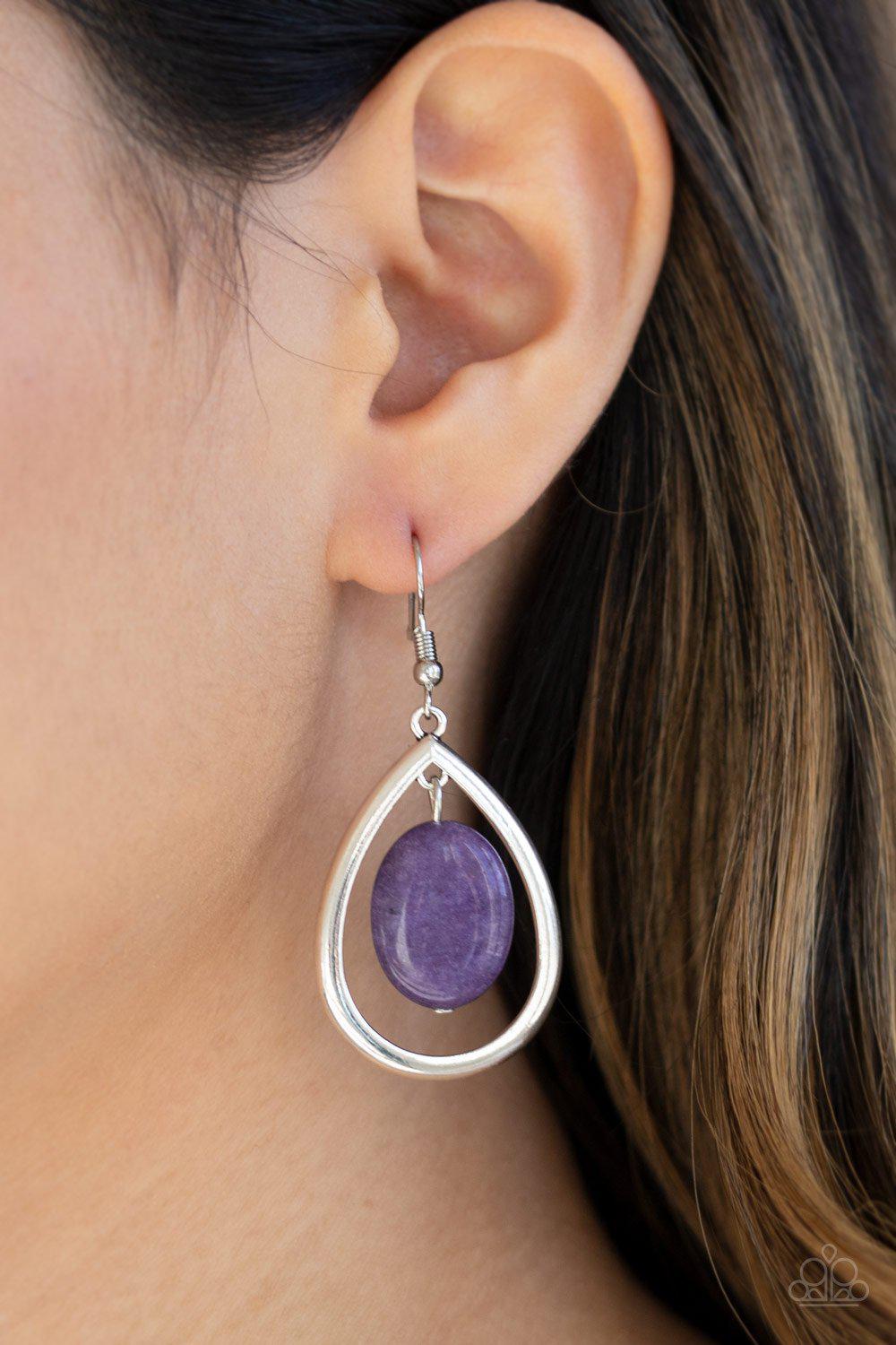 Seasonal Simplicity Purple and Silver Earrings - Paparazzi Accessories- lightbox - CarasShop.com - Paparazzi Jewelry by Cara Jewels