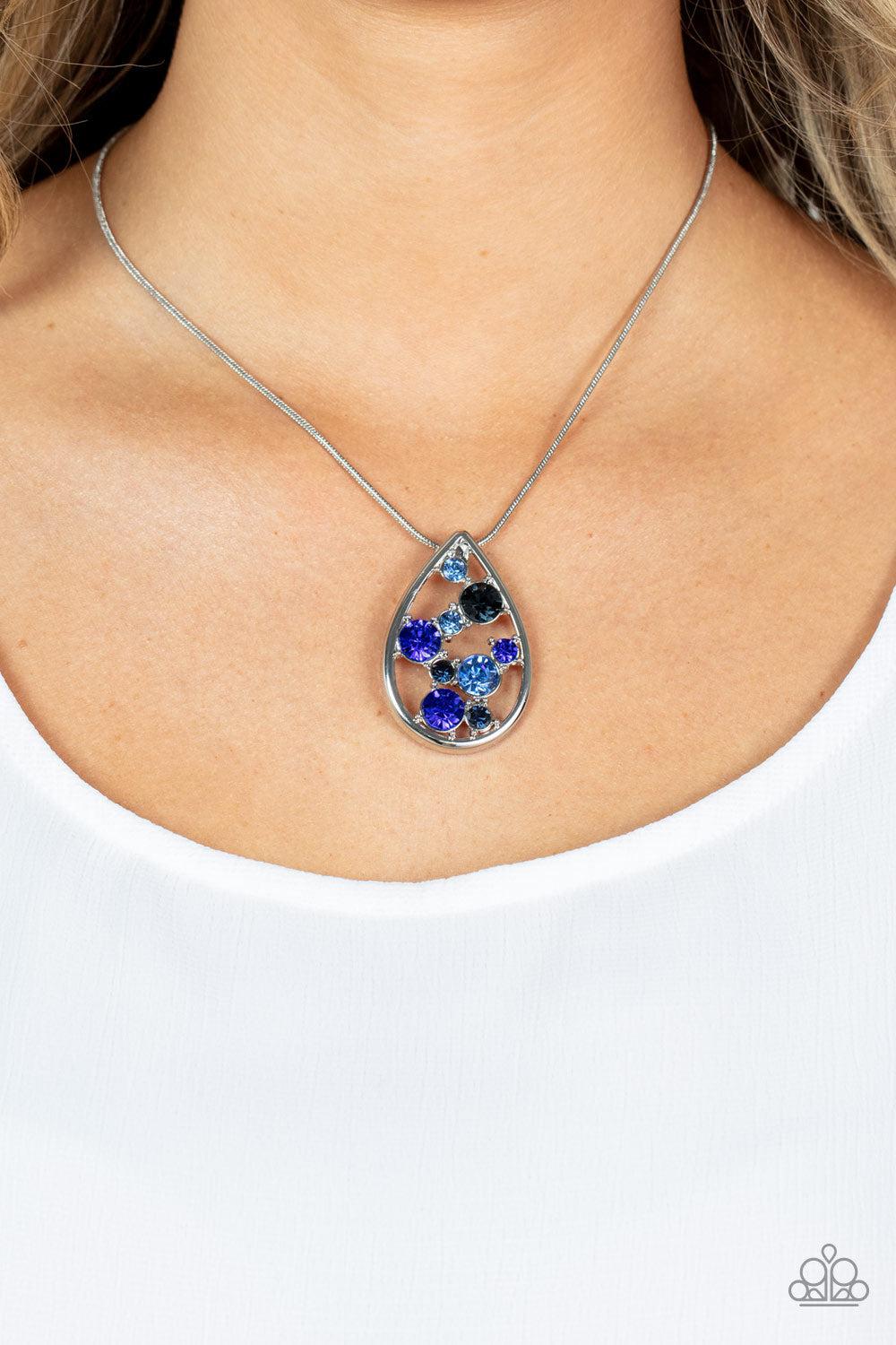 Seasonal Sophistication Blue Rhinestone Necklace - Paparazzi Accessories- lightbox - CarasShop.com - Paparazzi Jewelry by Cara Jewels