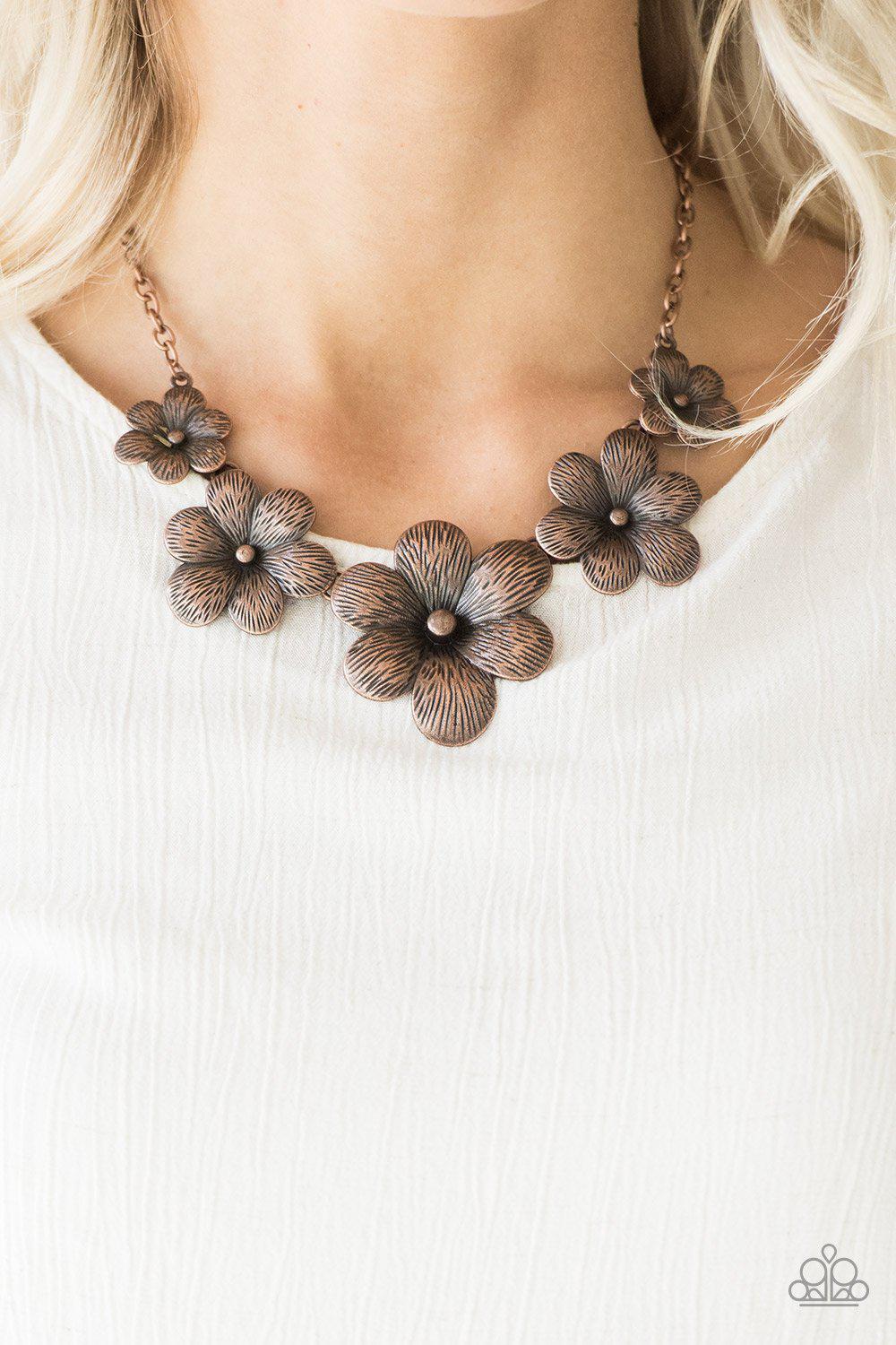 Secret Garden Copper Flower Necklace - Paparazzi Accessories- lightbox - CarasShop.com - Paparazzi Jewelry by Cara Jewels