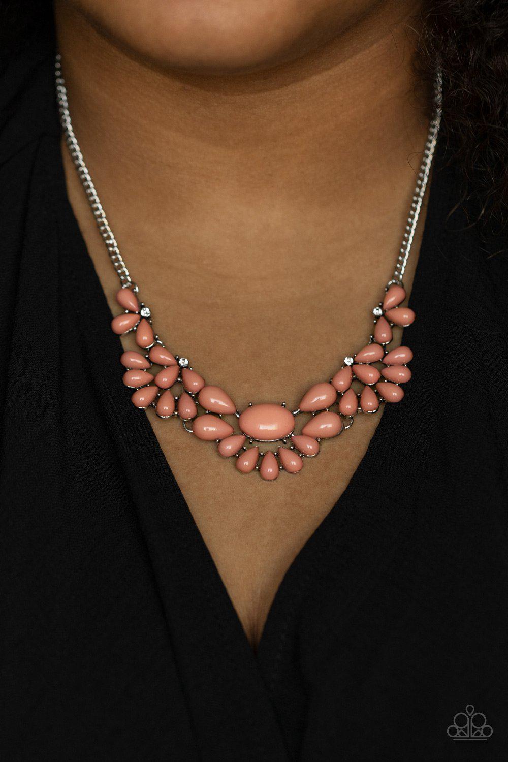Secret GARDENISTA Pink Necklace - Paparazzi Accessories- on model - CarasShop.com - Paparazzi Jewelry by Cara Jewels