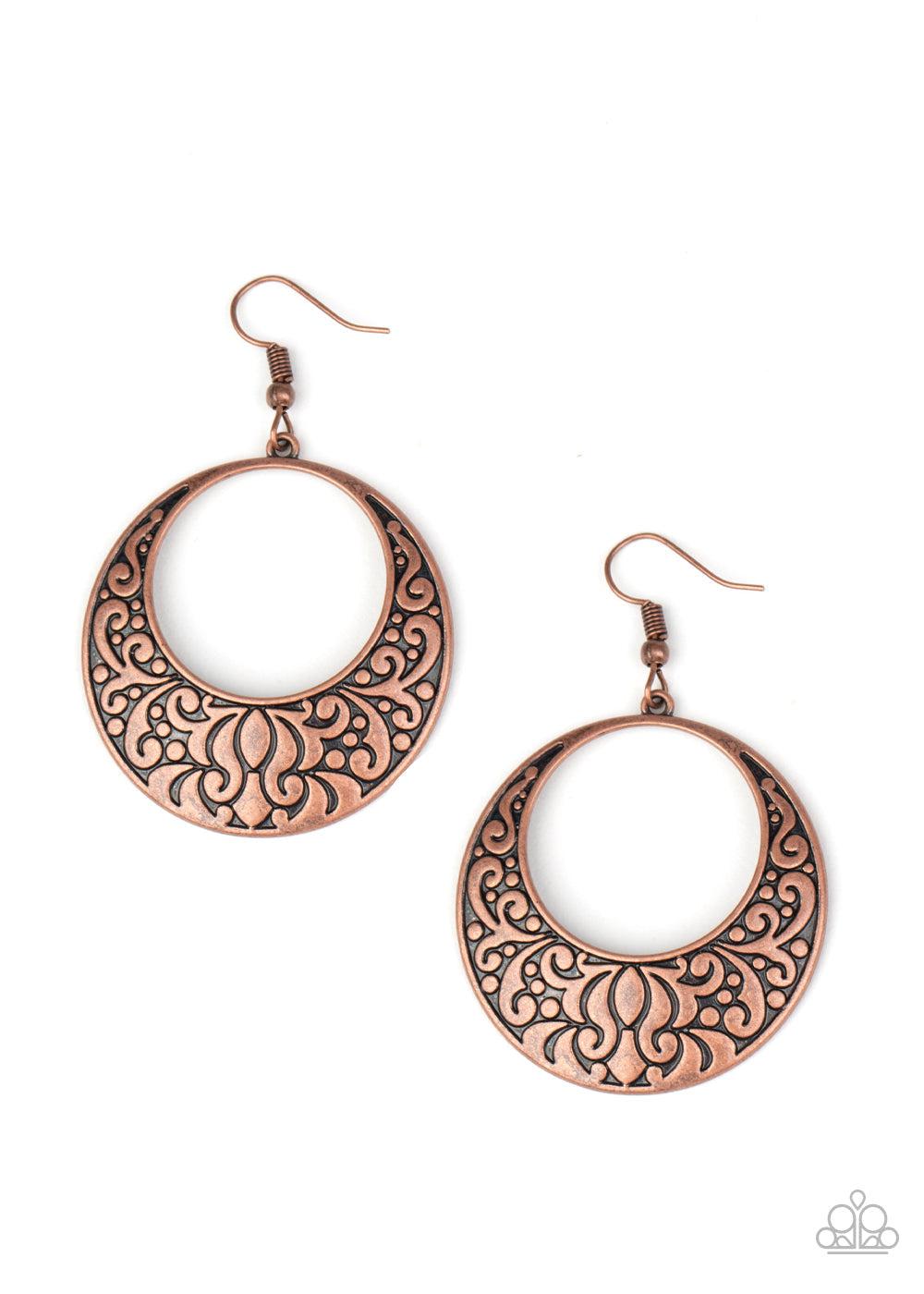 Secret Groves Copper Earrings - Paparazzi Accessories- lightbox - CarasShop.com - Paparazzi Jewelry by Cara Jewels