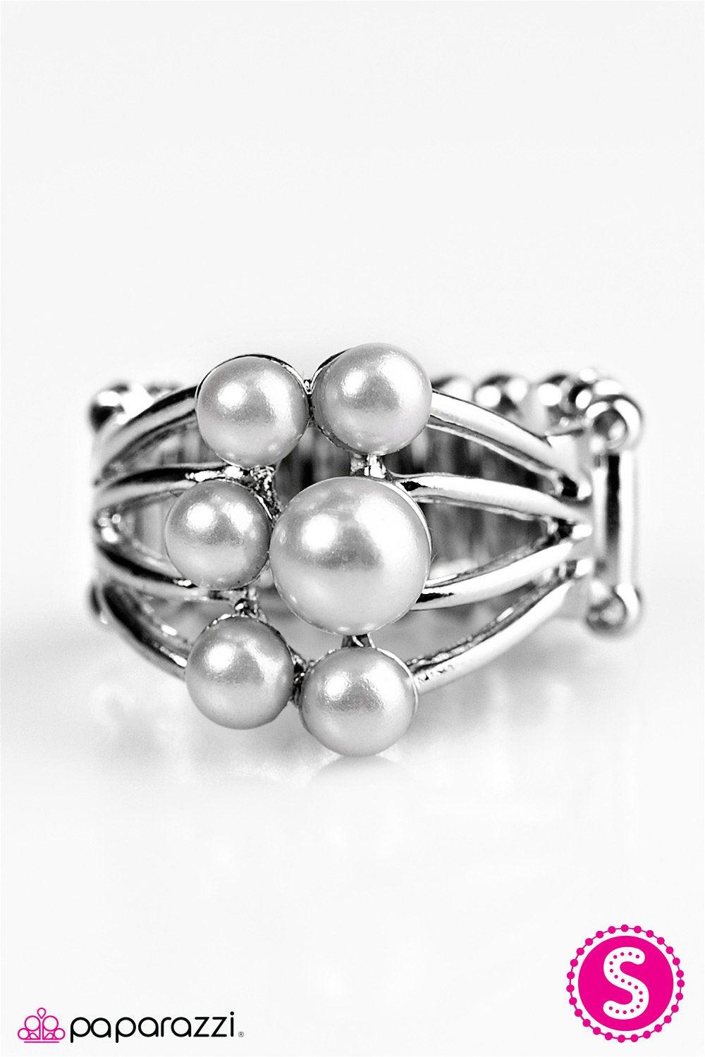 Secretly A Mermaid Silver Pearl Ring - Paparazzi Accessories- lightbox - CarasShop.com - Paparazzi Jewelry by Cara Jewels