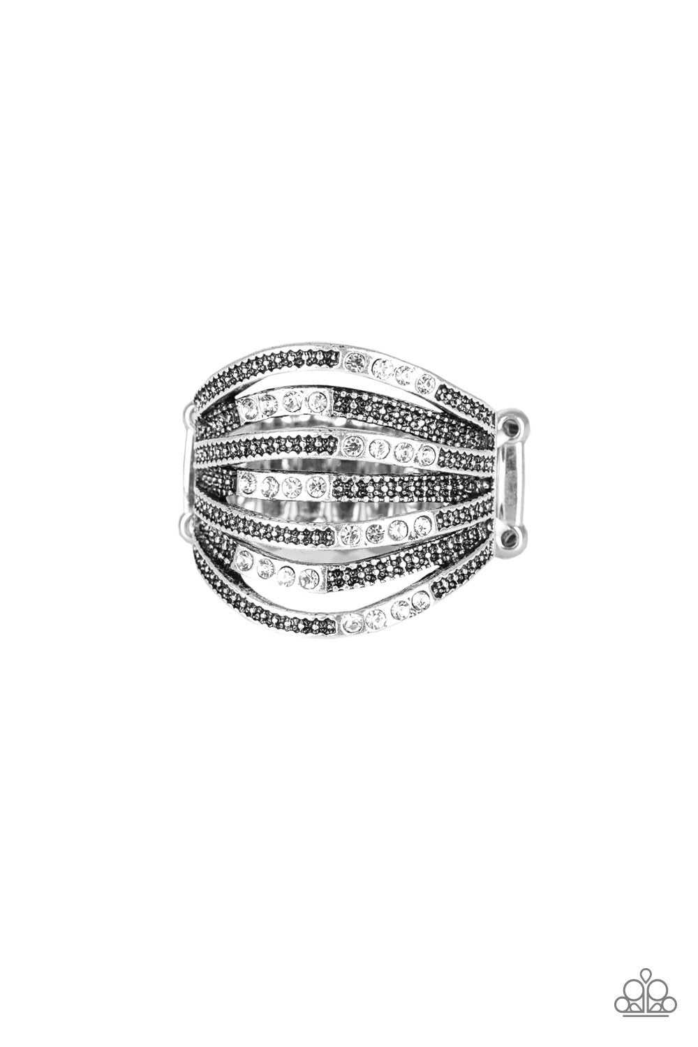 Securing My Finances White and Silver Ring - Paparazzi Accessories- lightbox - CarasShop.com - Paparazzi Jewelry by Cara Jewels