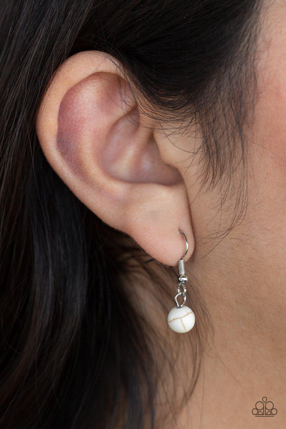 Sedona Drama White Stone Necklace - Paparazzi Accessories - free matching earrings -CarasShop.com - Paparazzi Jewelry by Cara Jewels