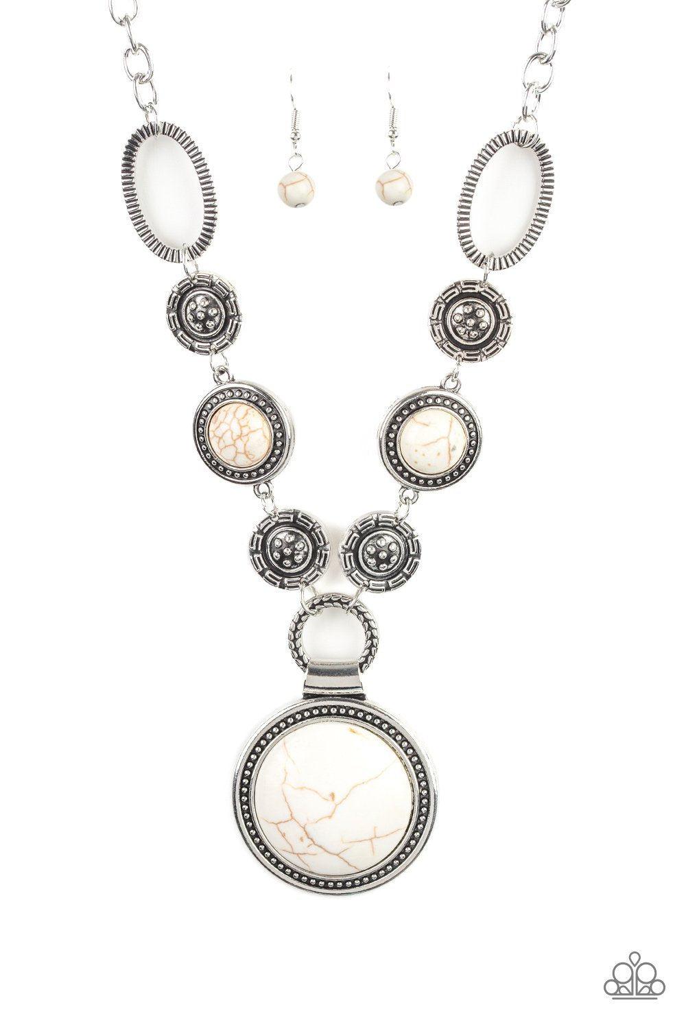 Sedona Drama White Stone Necklace - Paparazzi Accessories- on model - CarasShop.com - Paparazzi Jewelry by Cara Jewels