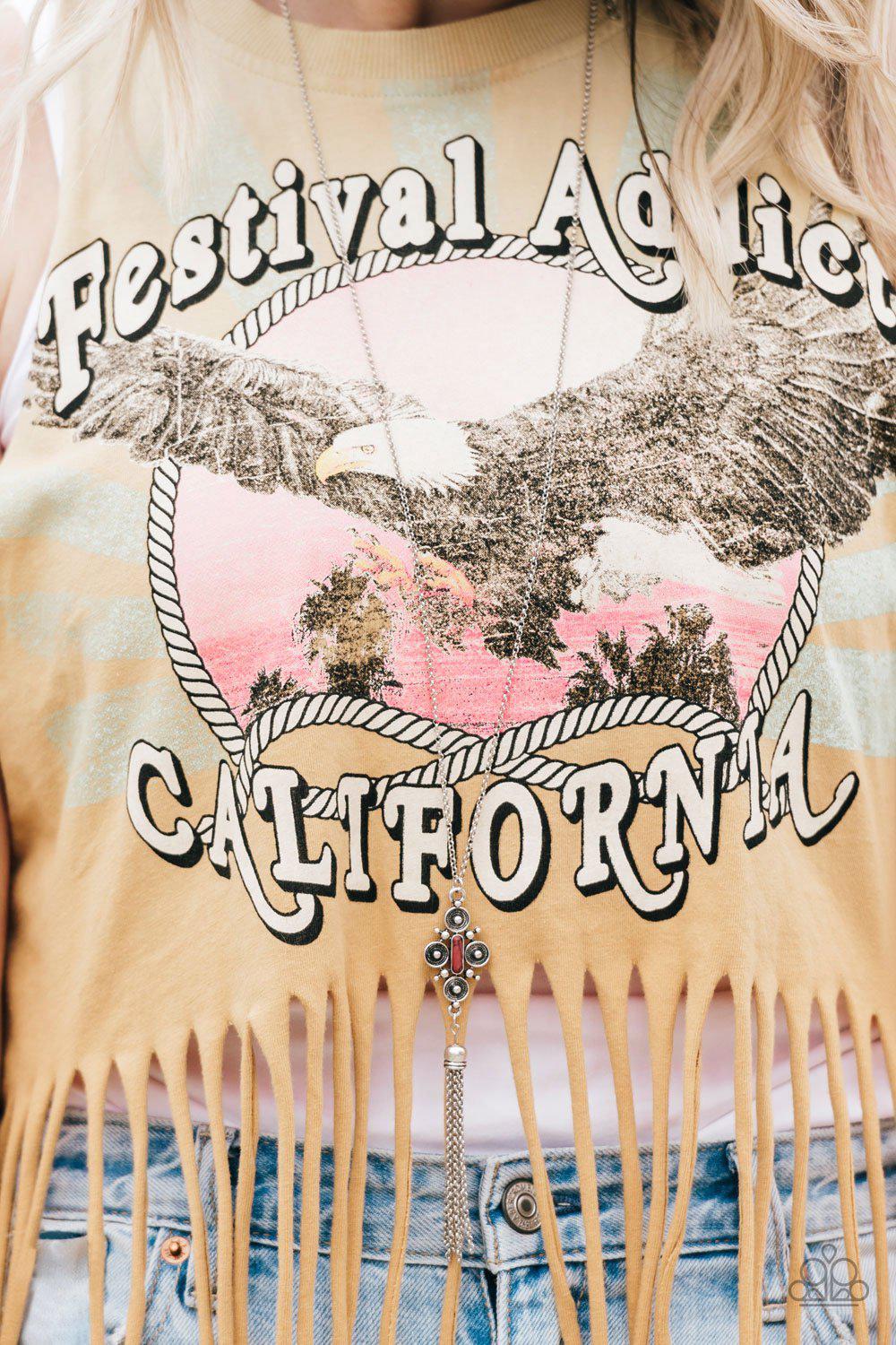 Sedona Skies Brown and Silver Necklace - Paparazzi Accessories- on model - CarasShop.com - Paparazzi Jewelry by Cara Jewels