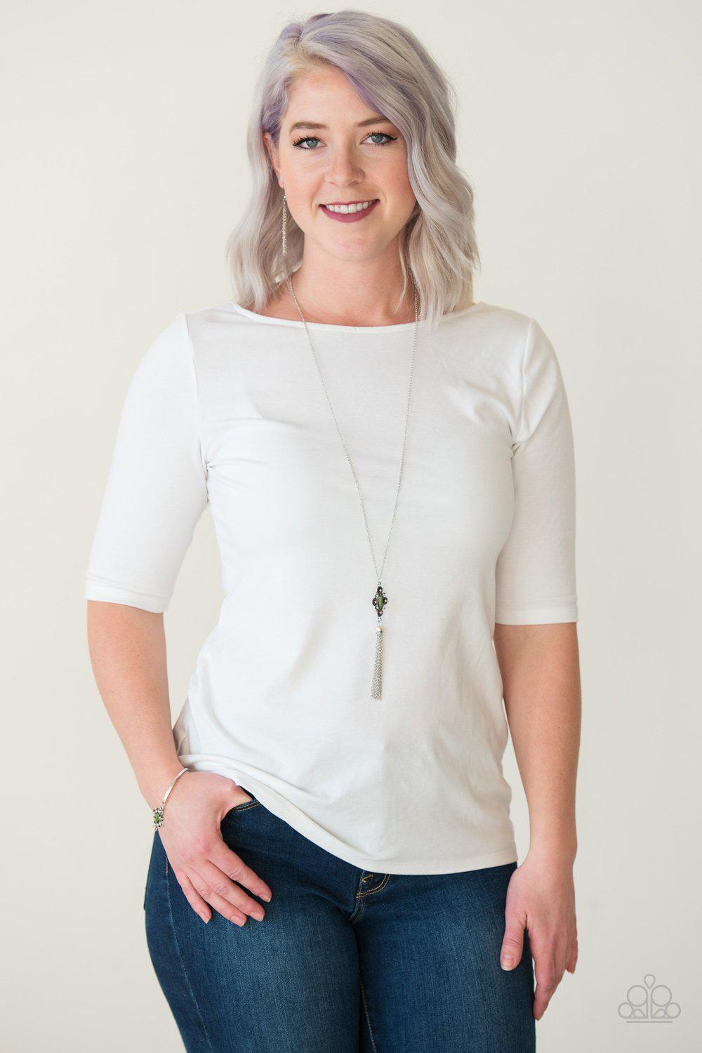 Sedona Skies Silver and Green Necklace - Paparazzi Accessories - CarasShop.com - Paparazzi Jewelry by Cara Jewels