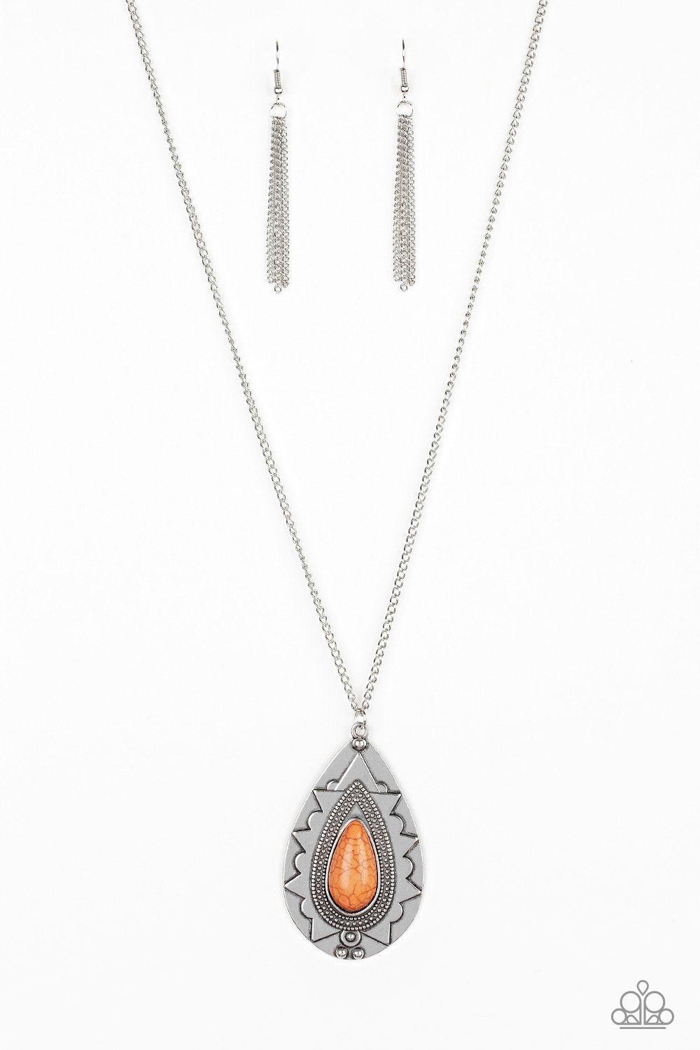 Sedona Solstice Orange Stone and Silver Necklace - Paparazzi Accessories- lightbox - CarasShop.com - Paparazzi Jewelry by Cara Jewels