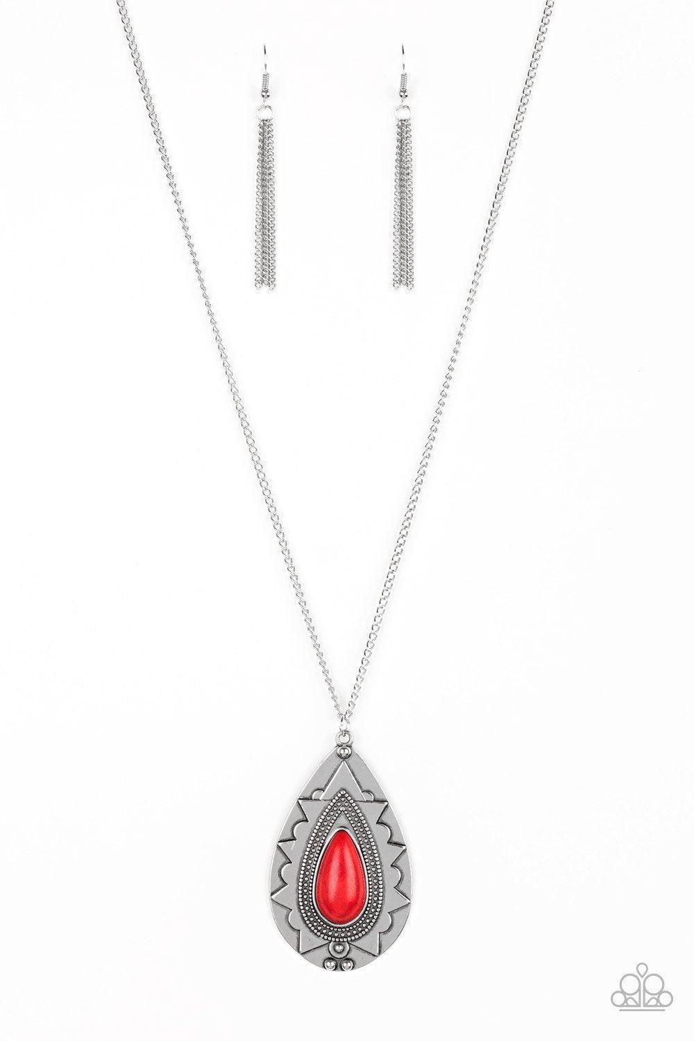 Sedona Solstice Red Stone Necklace - Paparazzi Accessories- lightbox - CarasShop.com - Paparazzi Jewelry by Cara Jewels