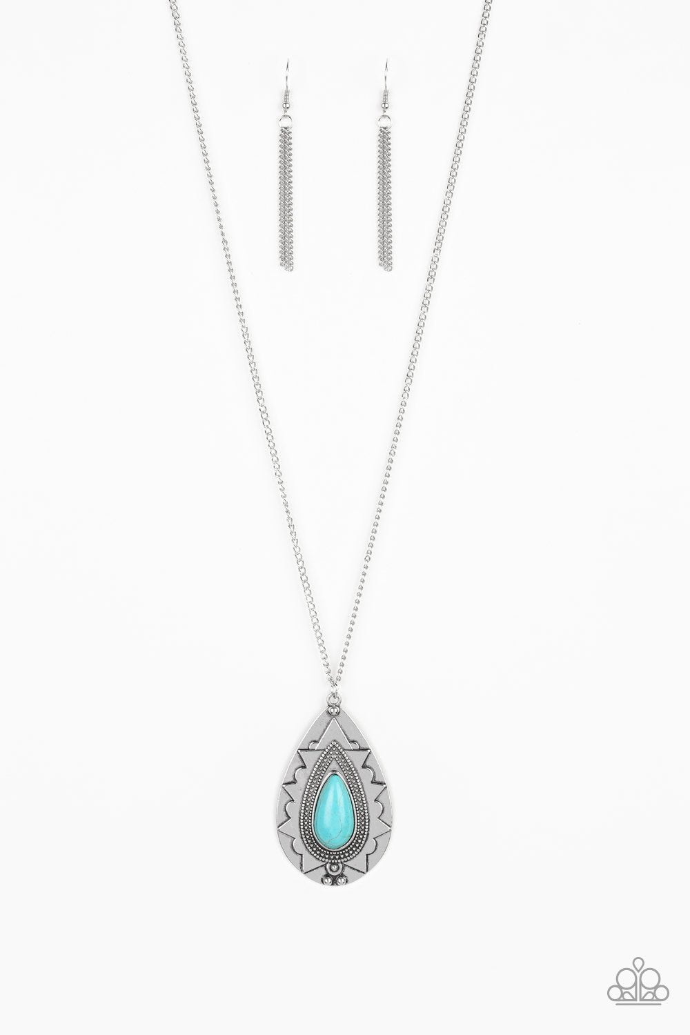 Sedona Solstice Turquoise Blue Teardrop Necklace - Paparazzi Accessories- lightbox - CarasShop.com - Paparazzi Jewelry by Cara Jewels