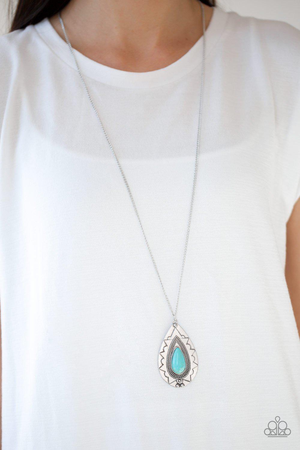 Sedona Solstice Turquoise Blue Teardrop Necklace - Paparazzi Accessories- lightbox - CarasShop.com - Paparazzi Jewelry by Cara Jewels